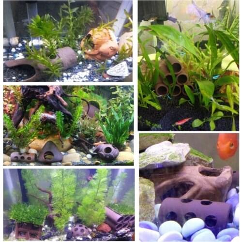 T3EC Fish Tank Cave Aquarium Shelter Ceramic Shrimp Decoration Hide Ornament Breeding