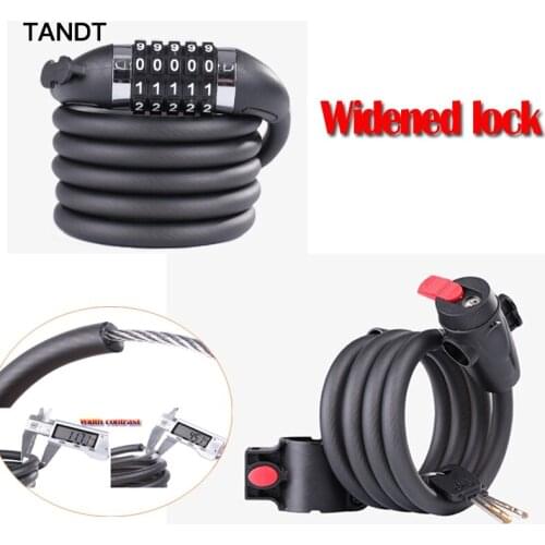 Bicycle lock 1.2m 1.8m bold widened anti-smash steel cable lock mountain bike password key lock anti-theft security lock