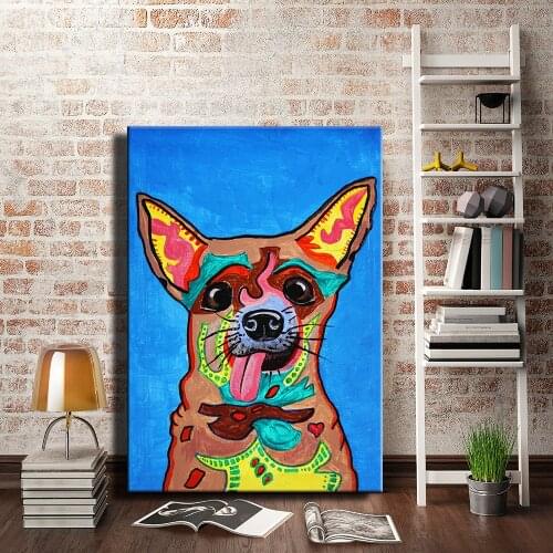 Watercolour Pet Dog Chihuahua Canvas Art Print painting Poster Modern Wall Pictures For Living Room Home Decor Unframed LZ801