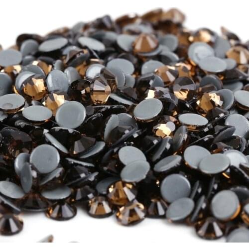 All sizes Smoked Topaz DMC Iron On Rhinestones/Flat Back Nail art Hot fix Crystal Rhinestones Strass Sewing & Fabric Garment