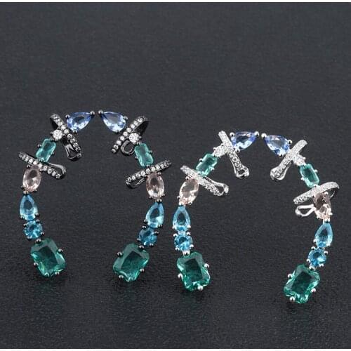 High Quality Zircon Cufflinks Earrings Jewelry Luxury Wedding Style Gemstone Earrings Simple Matching Suitable For Girls