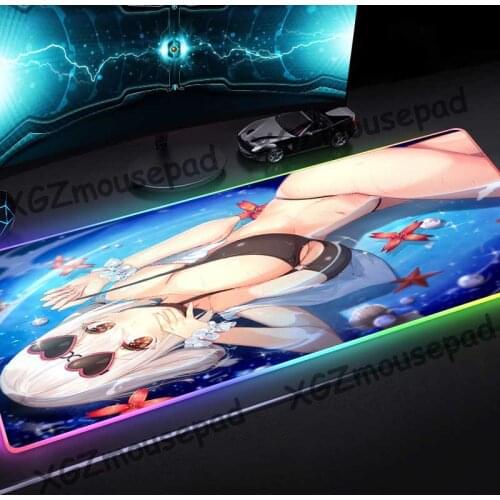 XGZ Large RGB Mouse Pad Black Lock Edge Comic Sexy Swimsuit Love Sunglasses Custom Computer Keyboard Desk Mat Rubber Non-slip