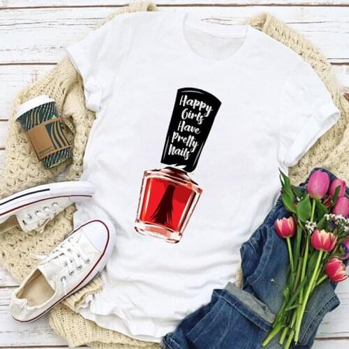 Women Graphic Girl Make Up Beauty 90s 3D Finger Nail Summer T-Shirt Womens Clothing Tops Lady Clothes Tee Female T Shirt