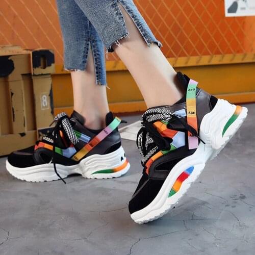 Large Size Womens Shoes 2020 Autumn New Net Red Leather Ins Fashion Casual Dad Shoes Cross-Border Womens Shoes