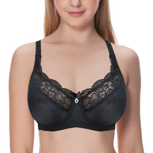 Vgplay Lace Patchwork Women Bra Unlined Without Padded Underwear Full Coverage Bras for Women Underwire Brassiere