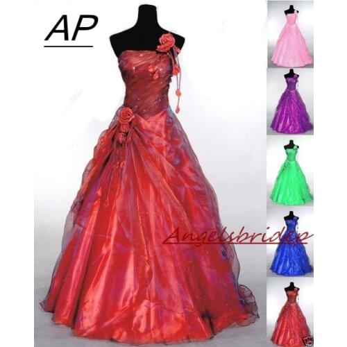 ANGELSBRIDEP One-Shoulder Quinceanera Dresses 15 Party Sexy Handmade Flower Floor-Length Tulle Sweet 16 Vestido Debutante Gown