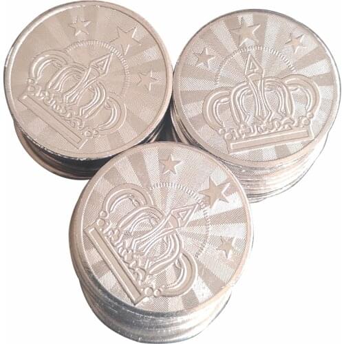 100pcs 25*1.85mm Arcade Game Token Coins Stainless Steel Pentagram Crown Coin Tokens Custom Tokens for Arcade Game Machine