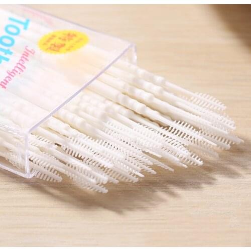 Toothpick 50 Pieces Double Superfine Tooth Stick Dental Floss Rods Brush Bamboo Stick Dental Oral Care Clean Teeth Food Residue