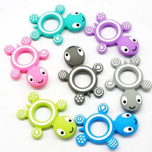 Cute-idea 1pc Baby Teethers Turtle Food Grade Animal Silicone Tiny Rod Teething Necklace BPA Free Chewable baby toys Gift