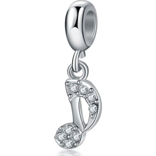 1Pcs New Cute Rhinestone Musical Note Pendant DIY Beads Suitable for Original Pandora Charm Bracelet Ladies Jewelry Making Gifts