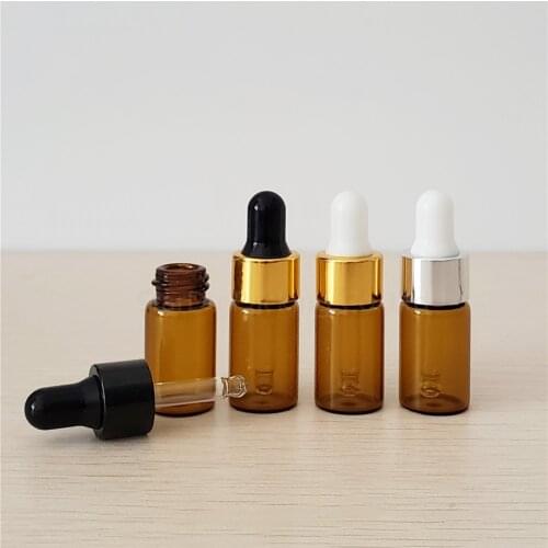 10pcs 3ml amber Mini Empty Dropper Bottle Portable Aromatherapy Esstenial Oil Bottle with Glass Eye Dropper