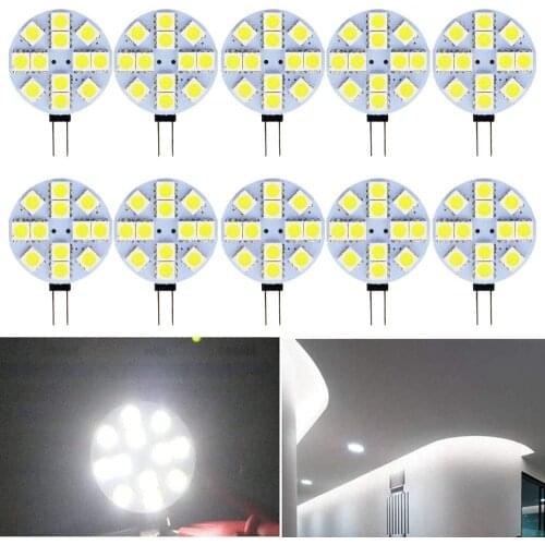 10-Pack Ei-Home 5050 12 SMD G4 LED Bulbs DC 12V RV light White for Home, Landscape, Car, Cabinet Lighting Replace Halogen Lamp
