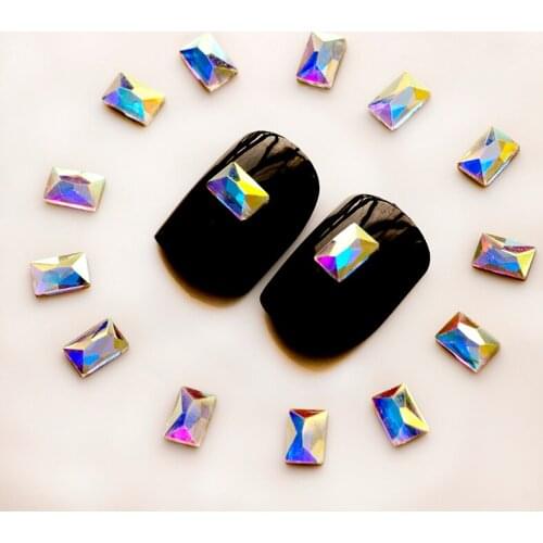 36pcs A2358 4x6mm 6X8mm Non HotFix Crystal AB Diamond Design Shiny Rhinestones For Nail Art Garment Shoes Decoration