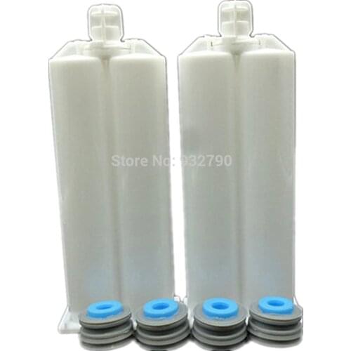 2 Sets AB Epoxy Gun Cartridge 50ml 1:1 Disposable Dual Glue Cartridge Two Component PP Mixer Epoxy Resin Dispenser Tube Hose