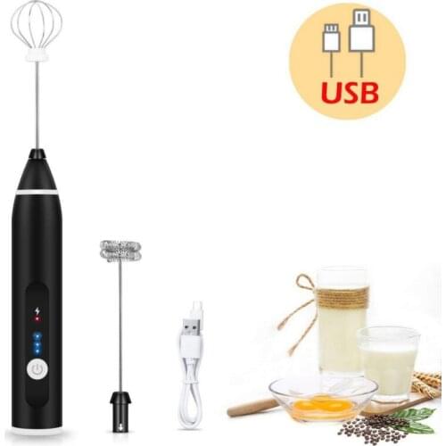 3-Speeds Egg Beater Cake Tools Blender Coffee Milk Drink Whisk Mixer Heads Eggbeater Frother Stirrer USB Rechargeable Handheld