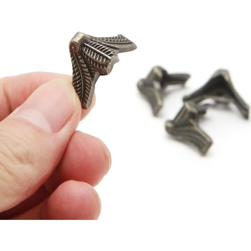 4x Antique Brass Vintage Bronze Jewelry Chest Gift Box Wooden Case Decorative Feet Leg Metal Corner Protector With Screws