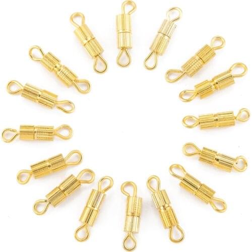 50 Set Iron Screw Clasps Hook Connector for Bracelet Necklace Jewelry Making Findings Accessories Golden Slilver Color 14x3mm