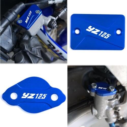 Motorcycle aliminum Front Rear Brake Fuel Tank Cap Reservoir Fluid Cover For Yamaha YZ125 YZ 125 250 2003 2004 2005 2006 2007