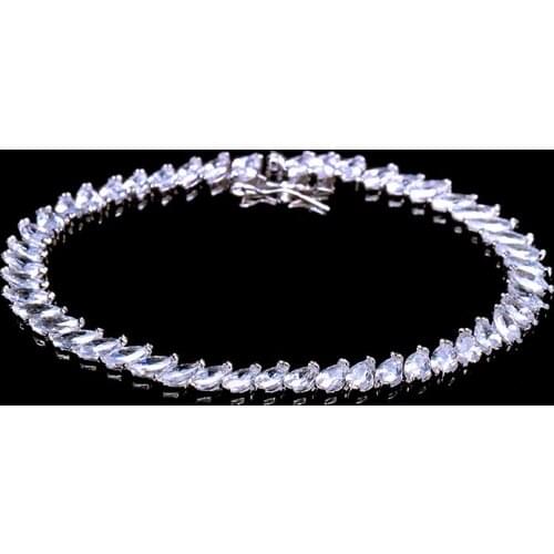 YAN MEI New Fashion AAA Cubic Zirconia Link Chain Bracelet White Gold Color Bracelets & Bangles Fashion Life GLS0221