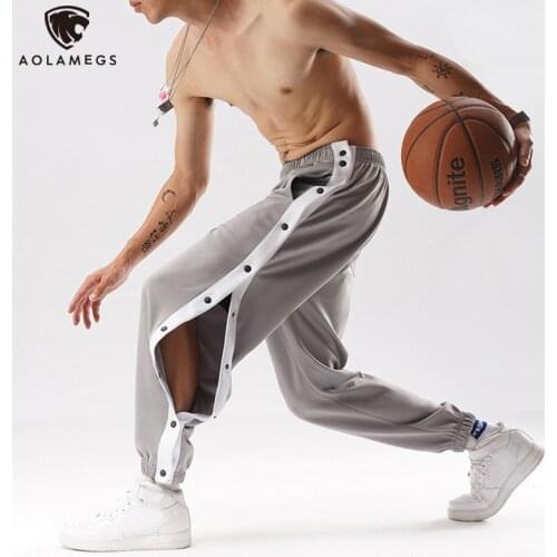 Aolamegs Sweatpants Men Sports Pants Side Button Patchwork Casual Basketball Jogging Trousers Harajuku Streetwear Tacksuits Male
