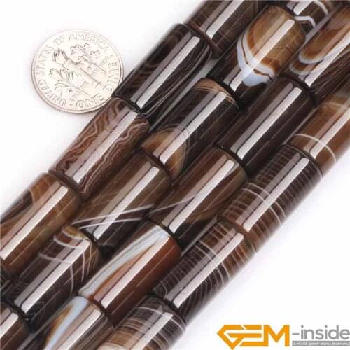 10x20mm Column Tube Brown Natural Botswana Agates Onyx Stone Semi Precious Beads Loose Bead for Jewelry Making Wholesale
