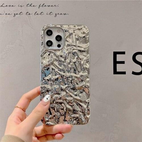 INS Style Silver Tinfoil Case for iPhone 12 Pro Max Back Phone Cover for 12 11 Pro Max X XS XR 8 7 Plus SE 2020