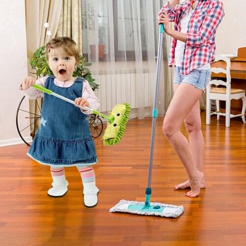 Baby Mini House Sweeping Cleaning Toy Combination - Child Mop Broom Dustpan Set - Telescopic Flat Mop Learning & Education Toys