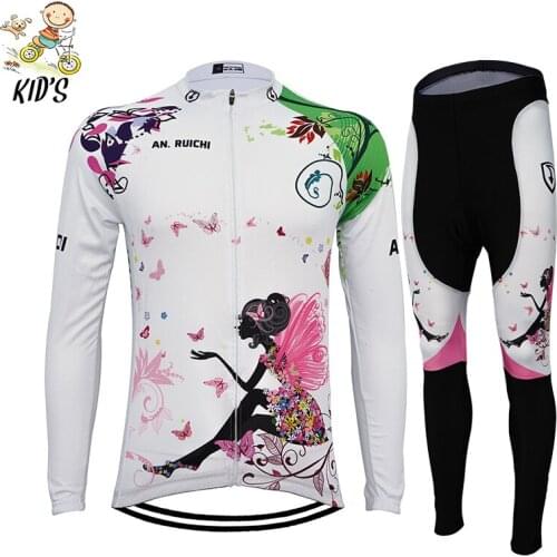 Kids Spring and Fall 2021 New Girls Long Sleeve Cycling Jersey Set Mountian Bicycle Clothes Wear Ropa Ciclismo Racing Bike Set