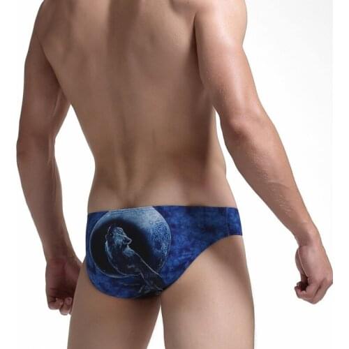 Mens Sexy 3D Printed Underwear U Crotch Animal Print Briefs Polyester Low Waist Underpants Men Sexy Gay Bikini Panties Hombre