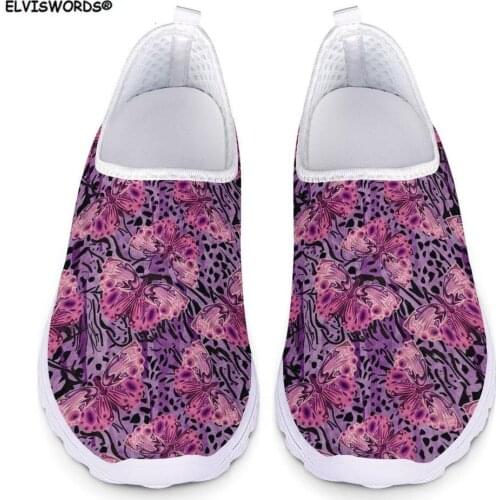 ELVISWORDS Cute Animal Butterfly Pattern Spring Summer Women Flats Shoes Woman Casual Sneakers Breathable Mesh Ladies Zapatos