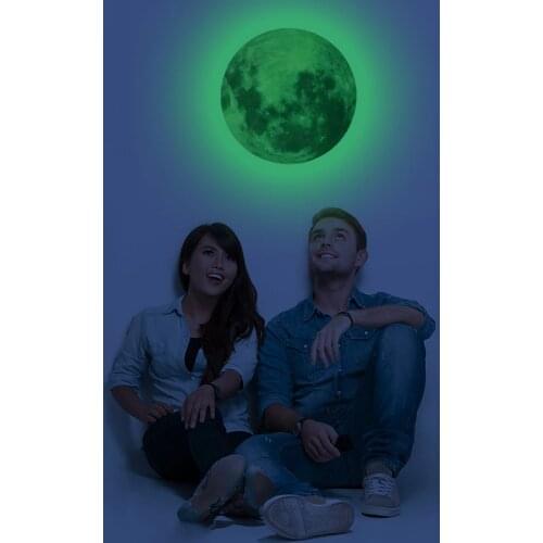 30cm Luminous Moon 3D Wall Sticker Fluorescent Glow Moon Sticker for Kids Bedroom Livingroom Decoration Glow in the dark Sticker