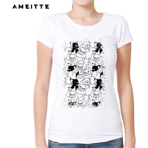 2019 Fashion French Bulldog/Husky/Cat/Sloth/Pug/Dachshund Head Printed T-Shirt Summer Women/Ladies Animals Printing Tops Tees