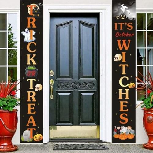 Halloween door banner Halloween Couplet Ghost Festival Hanging Couplet Halloween Porch Sign Banner for Front Door Decor
