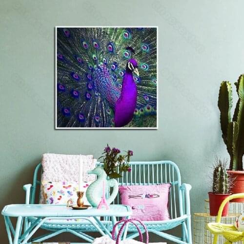 Modern Style Canvas Painting Wall Poster and Print Abstract Purple Peacock for Living Rooms Bedroom Gallery Wall Decoration