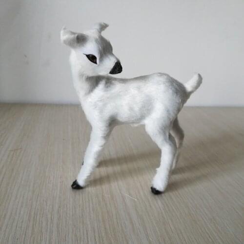 Simulation sika deer plastic &furs white deer hard model 10x4x12cm handicraft home desk decoration Xmas gift b4009