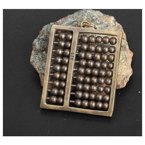 Chinese Fengshui Copper Carving Small Abacus Hanging Decoration Money Wealth Pendant Statue