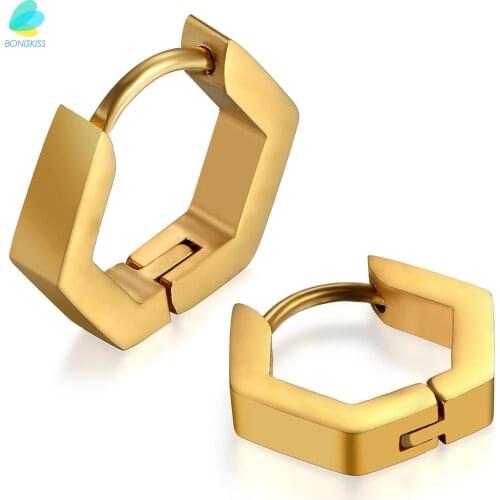 BONISKISS Unisex Stainless Steel Hexagon Screw Nut Shape Ear Stud Ring 2020 New Fashion Gift For Valentines Day Women Bijoux