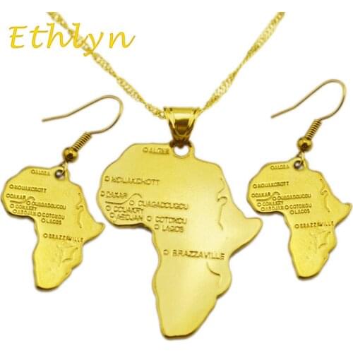 Ethlyn jewelry African map jewelry sets Gold Color Angola / Congo / Uganda/Senegal/Somalia jewelry sets for African S7