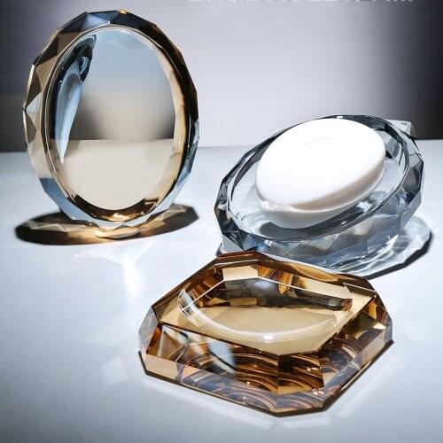 Portable Natural Shower Soap Dish Glass Round Soap Dish For Bathroom Supplies Luxury Hotel Salle De Bain Soap Container
