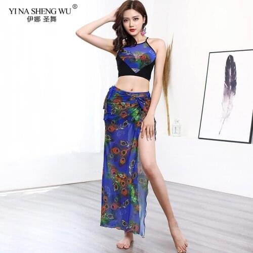 Belly Dance Costumes Sexy Printing Top+Long Hip Scarf+Shorts 3pcs Set Women Oriental Dance Skirt Suits Performance Wear For Girl