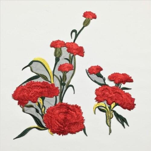 Red Green Rose Floral Trim Venise Applique Motif Embroidered Collar Trimming Sew on Patches