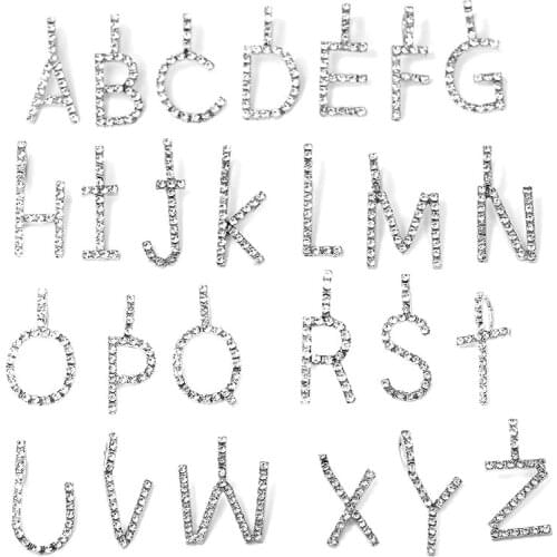 Ice Out A-Z Crystal Initial Letters Charms Silver Metal 26 Alphabets Handmade Pendant For Diy Necklace Jewelry Making Wholesale