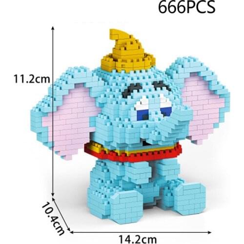 Lovely cartoon animal image nanobricks elephant Dumboes building brick MOVIE micro diamond block educational toys for kids gift