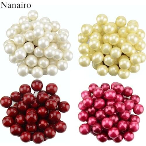 40pcs Mini Simulation Plastic Fruit Small Berries Artificial Flower Red Cherry Fake Pearl Wedding Christmas Tree Decorative