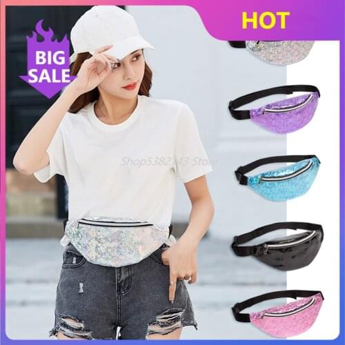 Fashion Laser Fanny Waist Bag Women PU Leather Sports Casual Chest Phone Pouch Zipper Female Girls Streetwear Crossbody Pack