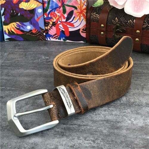 Stainless Steel Belt Buckle Mens Belts Luxury Top Thick Genuine Leather Belt Ceinture Belts Men Leather Long Waist Belt SBT0006