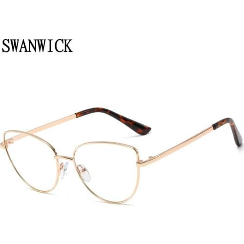 Swanwick blue light blocking glasses female optical frame metal cat eye glasses frames computer women fashion black pink Spring