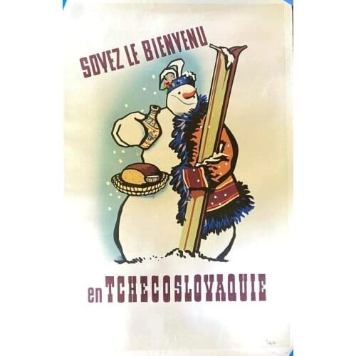 Original Vintage Czech Ski Travel Tin Sign Metal Sign Bar Pub Garage Diner Cafe Home Wall Decor Home Decor Art Poster