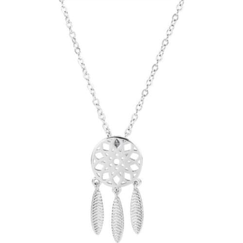 925 Sterling Silver Necklace For Women Girls Dreamcatcher Tassel Feather Charm Pendent Elegant Jewelry dz616