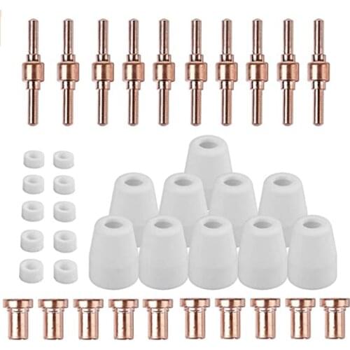 Plasma Cutter Consumables Kits PT-31 Nozzle Electrode Extended Long Tip Shroud Shield Cup for Cut 40/50 PT31 LG40 40A torch body